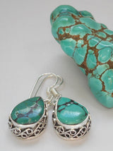 Turquoise-Look Filigree Teardrop Earrings
