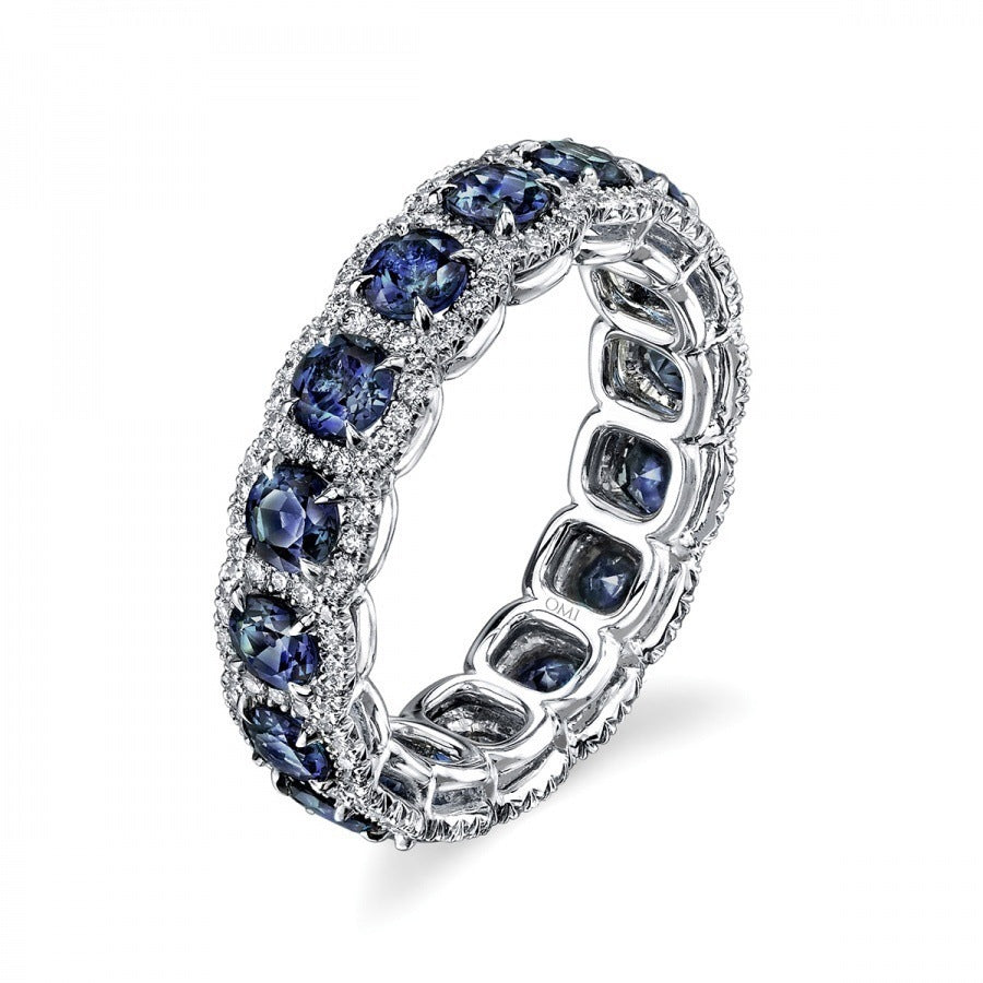 Sapphire-Blue CZ Eternity Band Ring