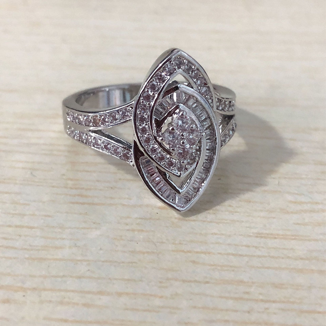 Marquise Pavé CZ Double Halo Ring