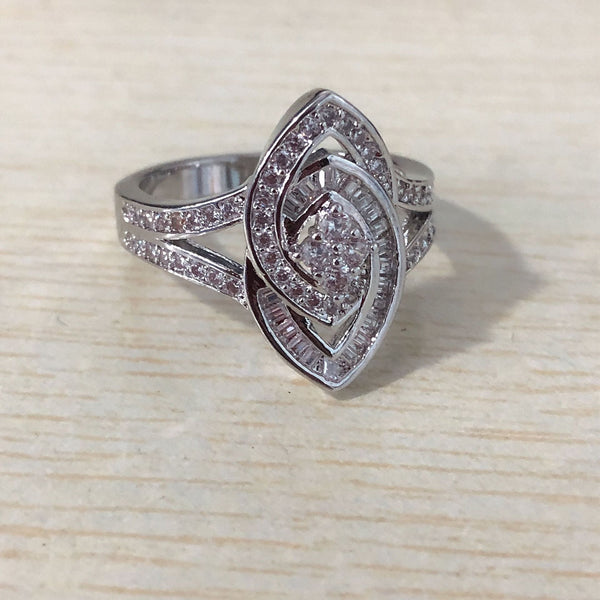 Marquise Pavé CZ Double Halo Ring
