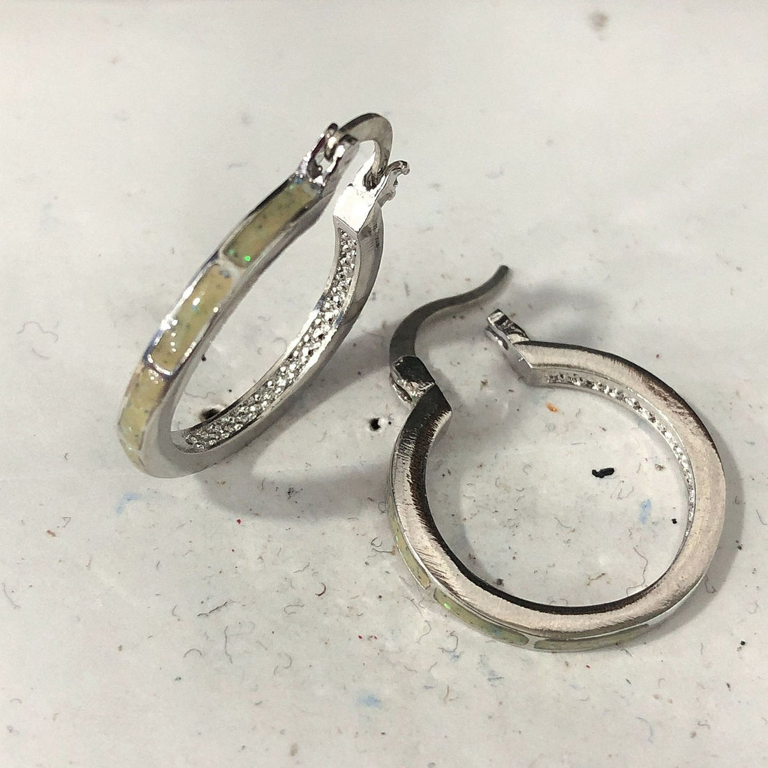 Opal-Look Inlay Inside-Out Hoop Earrings