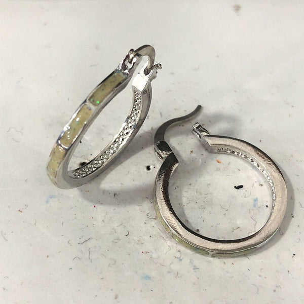 Opal-Look Inlay Inside-Out Hoop Earrings