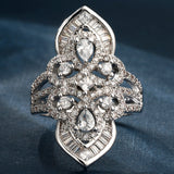 Pave CZ Openwork Lace Shield Ring