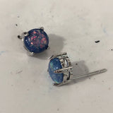 Opal-Look Round Prong Stud Earrings