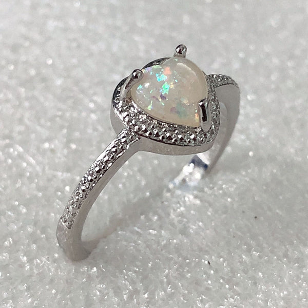 Opal-Look Heart Pavé Bezel Ring