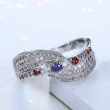 Pink and Purple CZ Pave Wave Ring