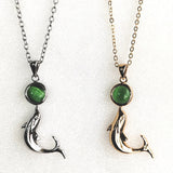 Dolphin Green Bead Necklace and Earrings Set