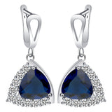 Sapphire-Blue Trillion CZ Halo Jewelry Set
