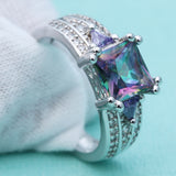 Rainbow Mystic Princess CZ Purple Accent Ring