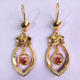 Red CZ Heart Arrowhead Drop Earrings
