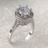 Round CZ Crown Basket Solitaire Ring
