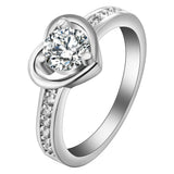 Round CZ Open Heart Bezel Ring