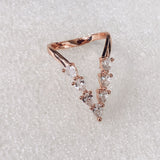 Rose Gold CZ V-Shape Chevron Open Ring