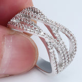 Pavé CZ Crisscross Multi-Row Band Ring