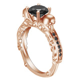 Black CZ Skull Filigree Solitaire Ring
