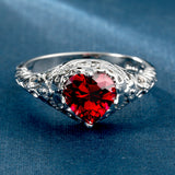 Ruby-Red Heart CZ Claddagh-Style Ring