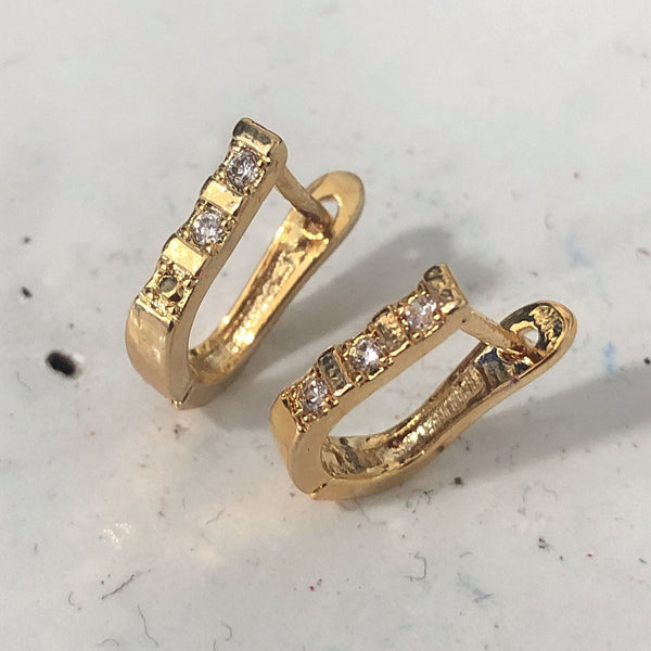 Gold Channel CZ U-Hoop Earrings