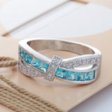 Aqua Princess CZ Channel Bow Ring