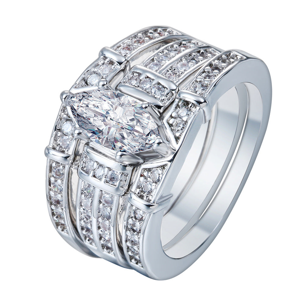 Marquise CZ Three-Band Bridal Ring Set