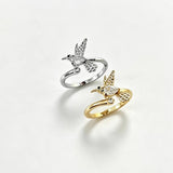 Flying Bird CZ Adjustable Open Ring