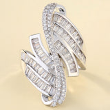 Champagne Baguette CZ Wave Wide Ring