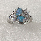 Blue Opal-Look Toi Et Moi CZ Cluster Ring