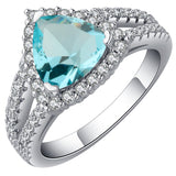 Aqua Trillion CZ Split-Shank Halo Ring