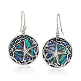 Abalone-Look Starfish Round Hook Earrings
