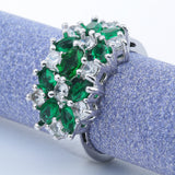Emerald-Green Marquise CZ Cluster Ring