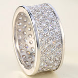 Wide Triple-Row Pavé CZ Band Ring