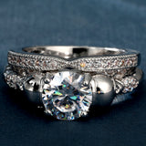 Round CZ Skull Shoulder Bridal Ring Set