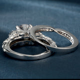 Round CZ Skull Shoulder Bridal Ring Set