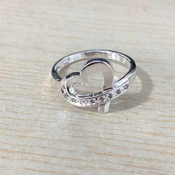Open Heart Pavé CZ Band Ring