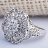 Pavé Baguette CZ Rose Flower Statement Ring