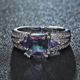 Rainbow Mystic Princess CZ Purple Accent Ring
