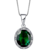 Emerald-Green Oval Halo Drop Jewelry Set