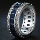 Sapphire-Blue Baguette CZ Channel Band Ring