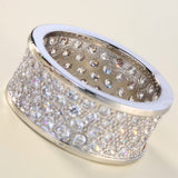Wide Triple-Row Pavé CZ Band Ring