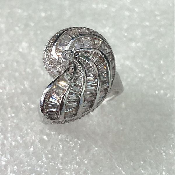 Baguette CZ Nautilus Shell Ring