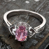 Purple Oval CZ Scroll Filigree Ring