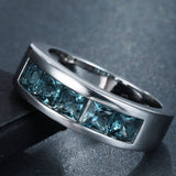 Aqua Square CZ Channel Band Ring