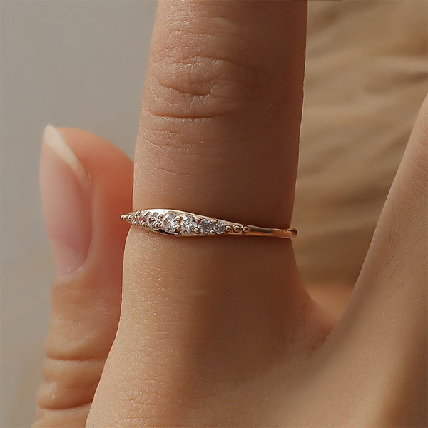 Dainty Pavé Tapered Rose-Tone Band Ring