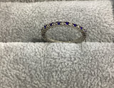 Sapphire-Blue and Clear CZ Eternity Band