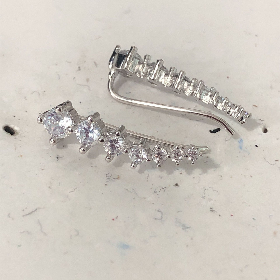 Graduated CZ Ear Climber Earrings