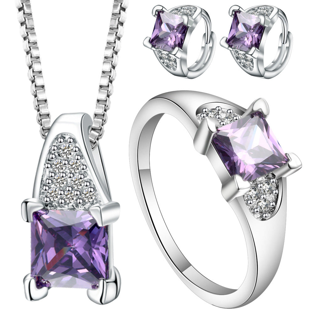 Purple Princess CZ Pavé Jewelry Set