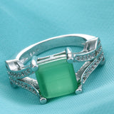 Jade-Look Green Square Split-Shank Ring