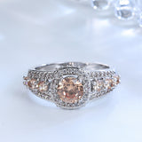 Champagne Round CZ Halo Graduated Ring