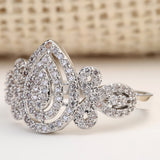 Pavé CZ Teardrop Swirl Statement Ring