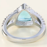 Aqua Trillion CZ Split-Shank Halo Ring