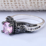 Pink CZ Skull Gothic Solitaire Ring